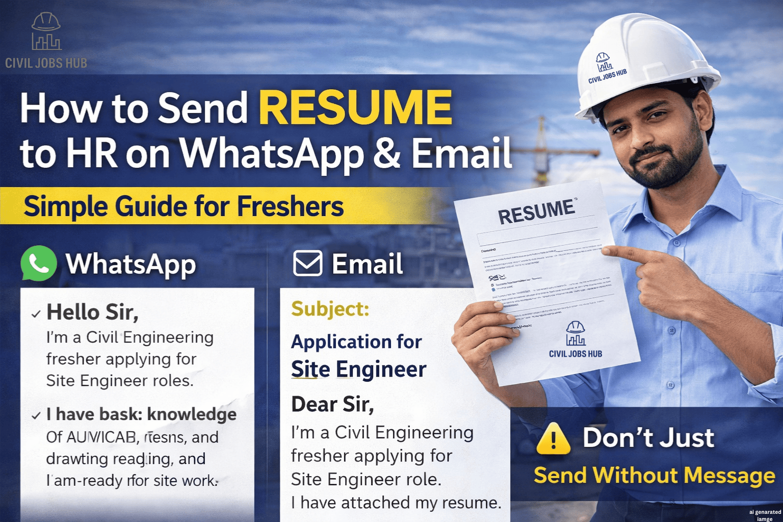 How to Send Resume to HR on WhatsApp & Email (Simple Guide for Freshers) - Civil engineering career guidance
