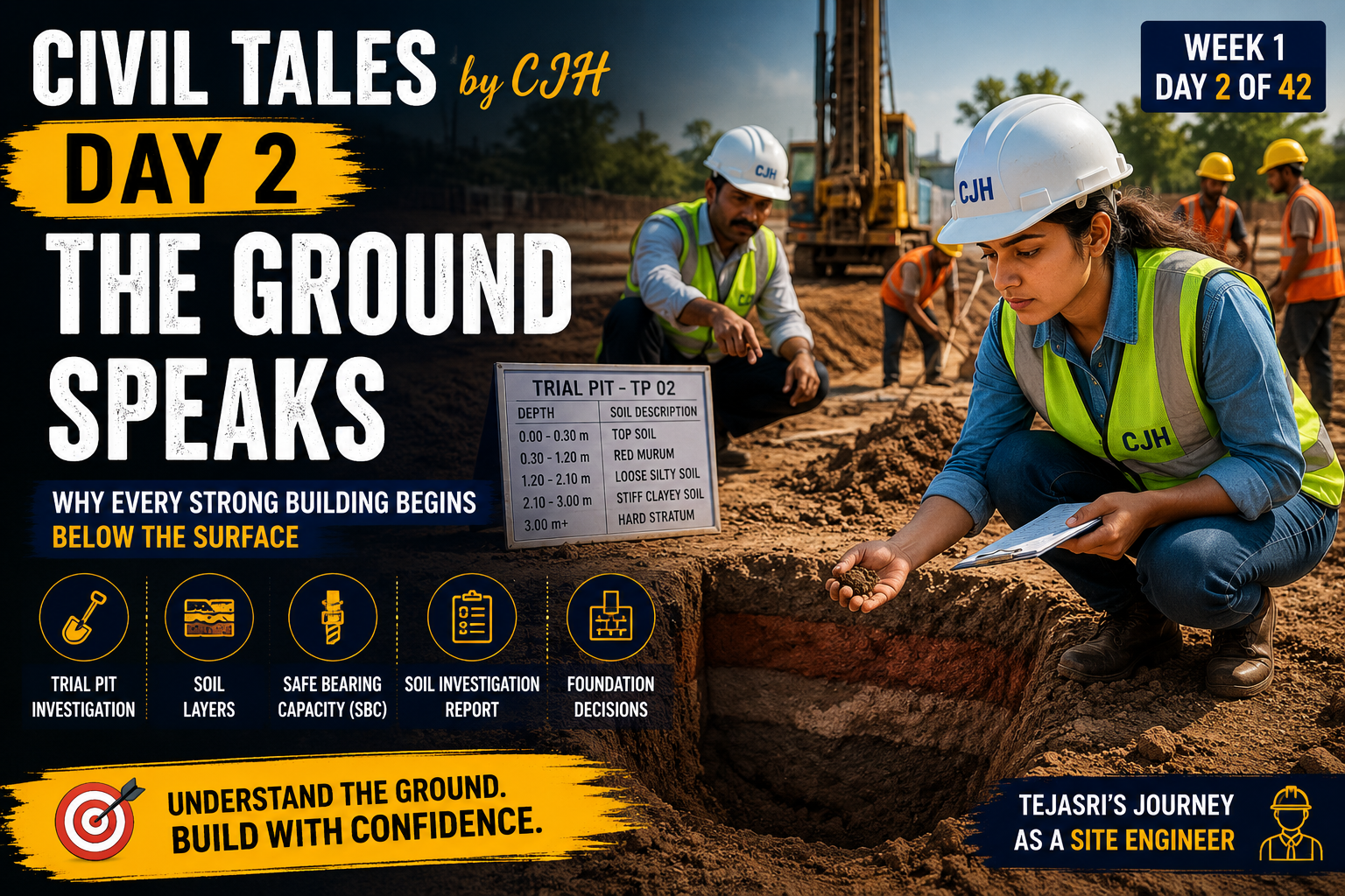 Civil Tales by CJH | Day 2: The Ground Speaks | Why Every Strong Building Begins Below the Surface - Civil engineering career guidance