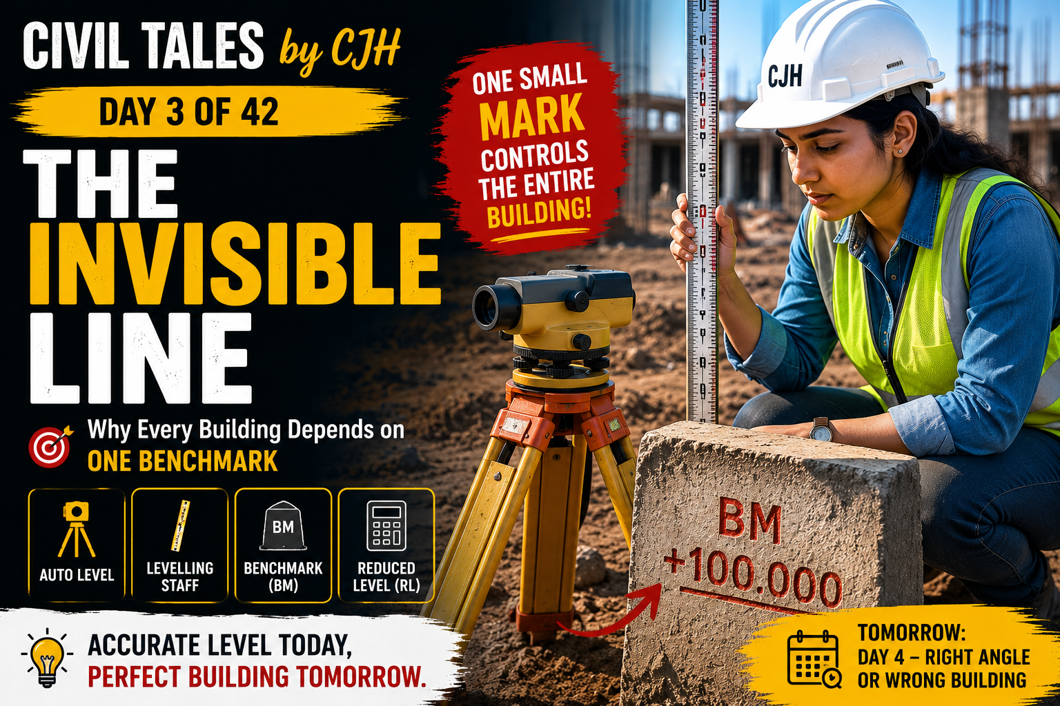 Civil Tales by CJH | Day 3: The Invisible Line | Why Every Building Depends on One Small Mark - Civil engineering career guidance