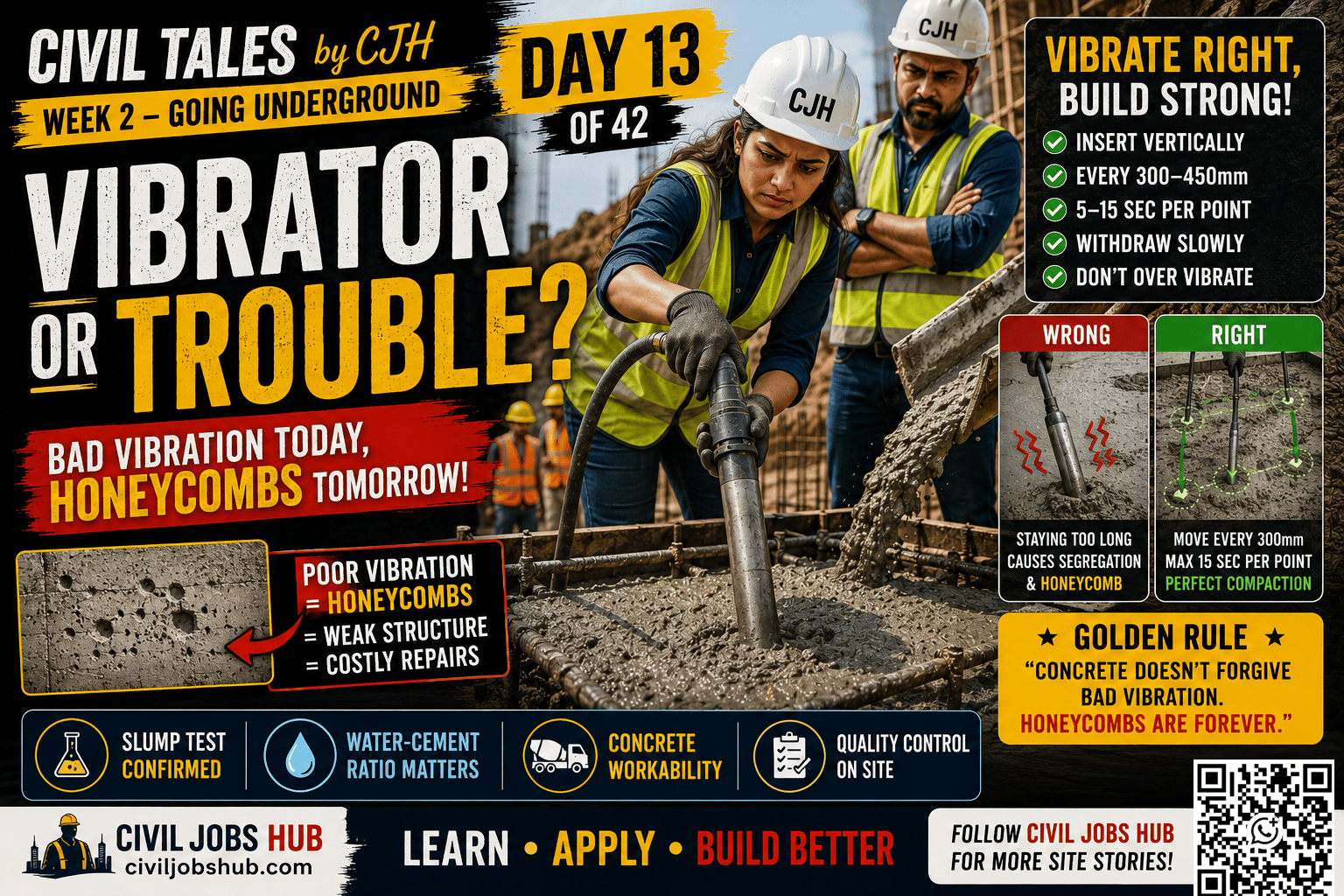 Civil Tales Day 13: Vibrator or Trouble | Concrete Compaction & Vibration Explained - Civil engineering career guidance