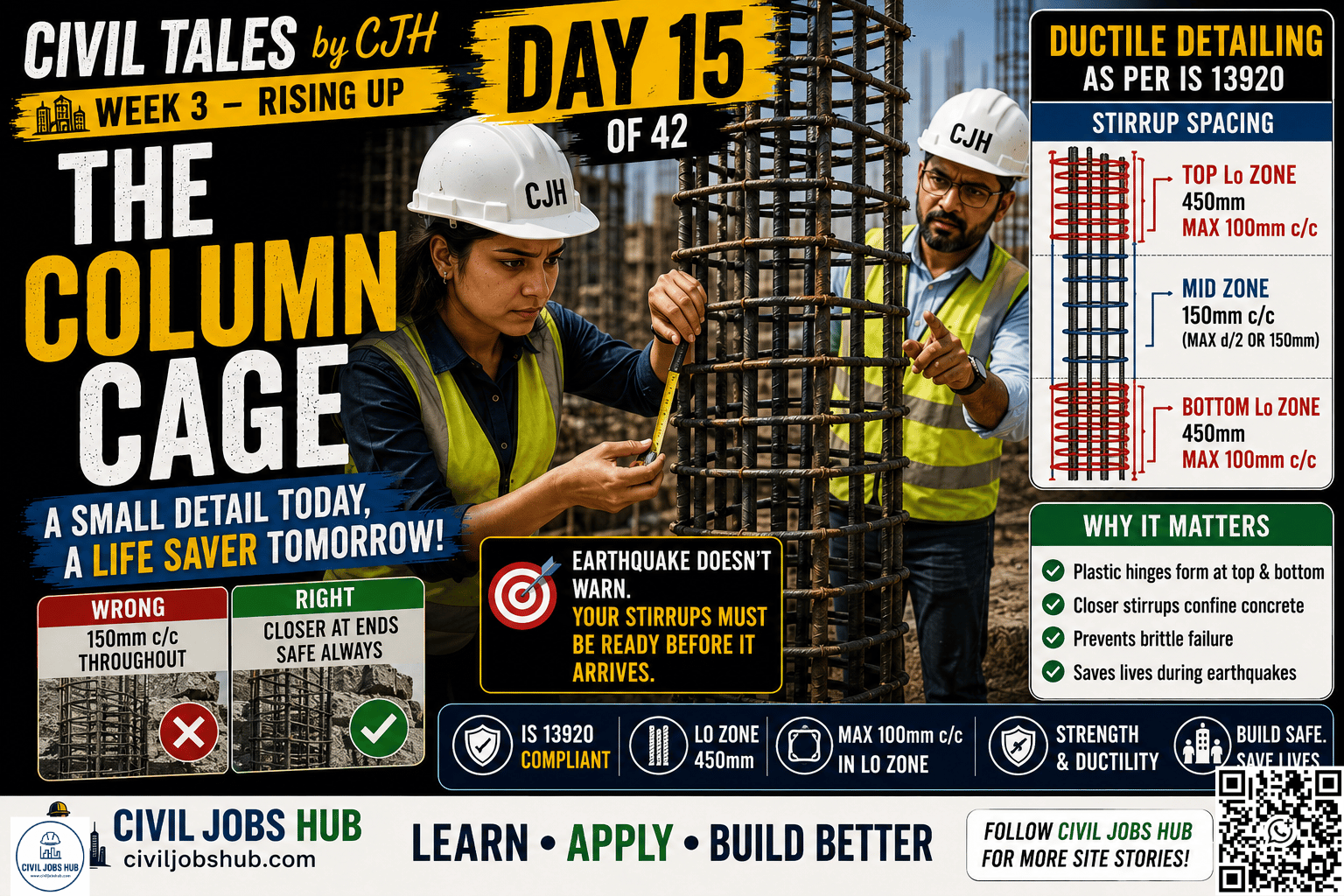 Civil Tales Day 15: The Column Cage | Column Reinforcement & Ductile Detailing Explained - Civil engineering career guidance